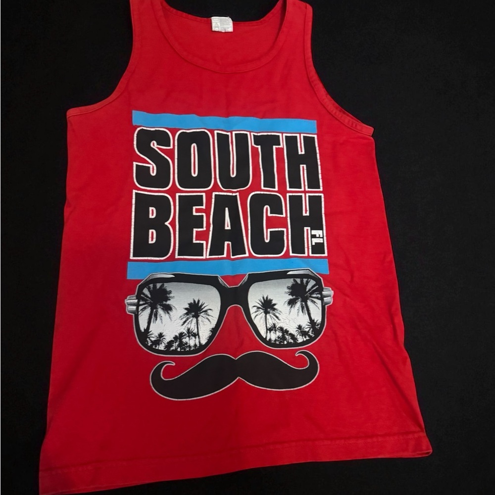 Alstyle Red South Beach mens Tank Top
